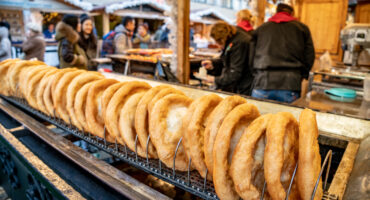 Budapest,Christmas,Market,Traditional,Street,Food,Called,Langos,Doughnut