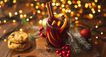 High,Angle,View,Of,Glass,Of,Red,Mulled,Wine,With