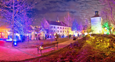 Zagreb,Upper,Town,Christmas,Market,Evening,View,,Historic,Architecture,Of