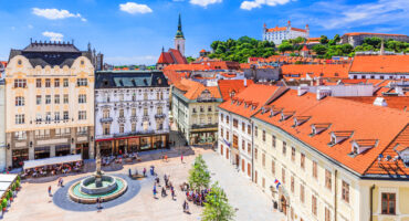 Bratislava,,Slovakia.,View,Of,The,Bratislava,Castle,,Main,Square,And