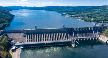 Aerial,Photography.,Bird's,Eye,View,Of,The,Krasnoyarsk,Hydroelectric,Power