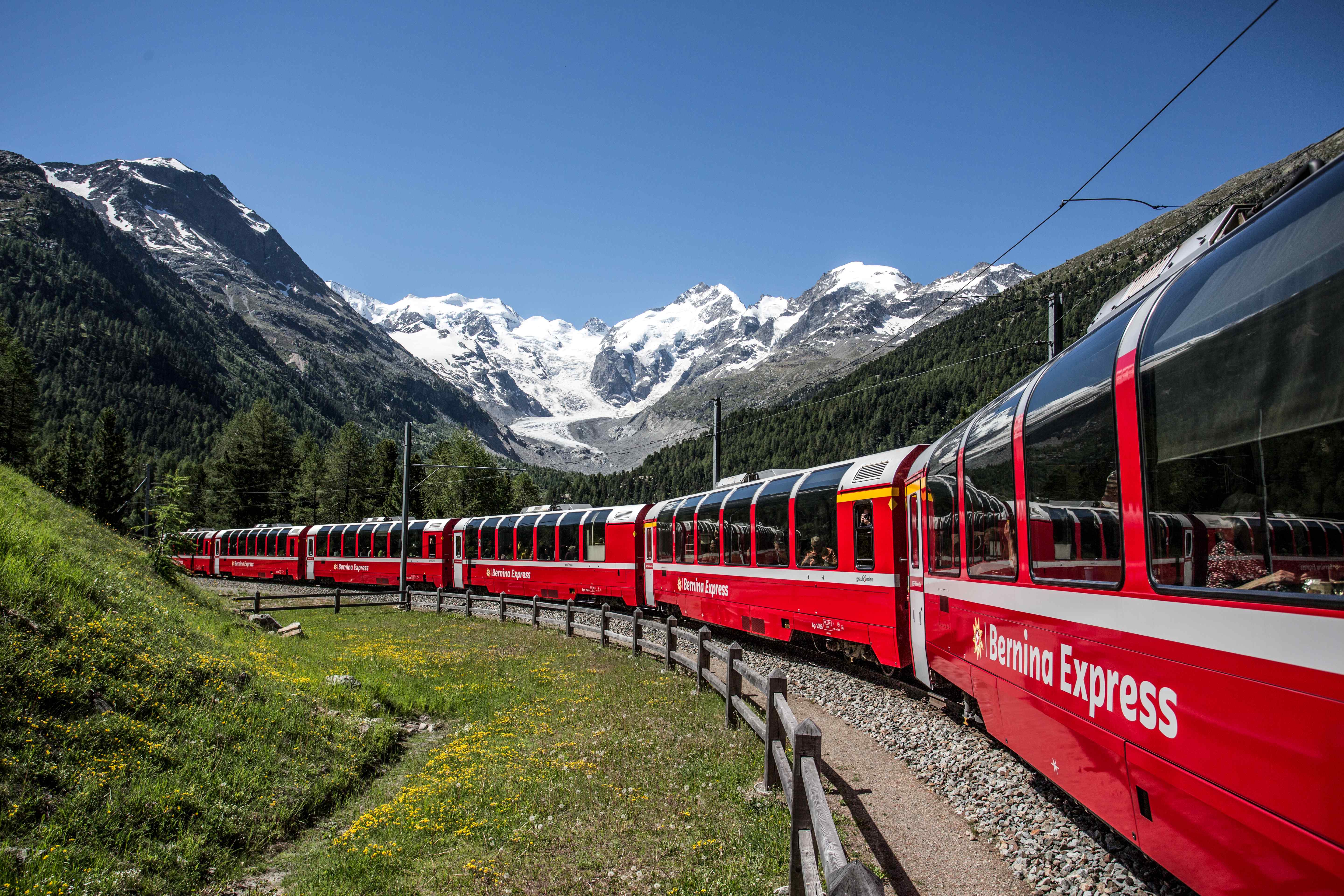 Švica; vožnja z vlakom Bernina Express
