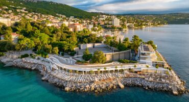 Aerial,View,Of,The,Beautiful,Seafront,In,Opatija,,Adriatic,Sea