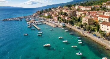 Aerial,View,Of,The,Beautiful,Seafront,In,Volosko,District,Of