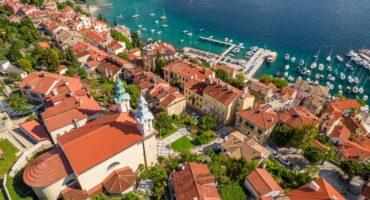 Aerial,View,Of,The,Beautiful,Seafront,In,Volosko,District,Of