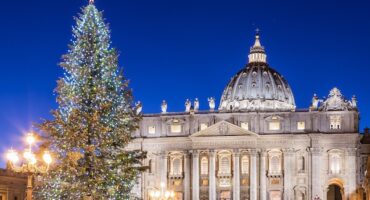 St. Peter’s Basilica at Christmas in Rome, Italy