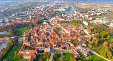 Croatia, Aerial panorama of city of Karlovac